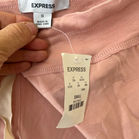 Express Sz S Stretch Pull On Pink Knit Yoga Pants Straight Leg Leggings - Picture 2 of 8